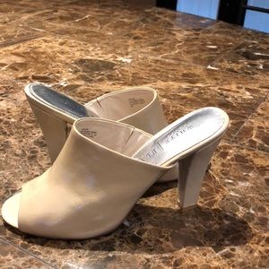 WHBM Leather Chunky Heel Mule.